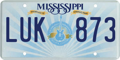 MS license plate LUK873