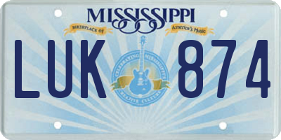 MS license plate LUK874