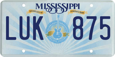 MS license plate LUK875