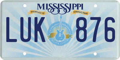 MS license plate LUK876