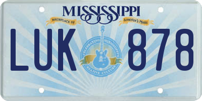 MS license plate LUK878