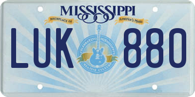 MS license plate LUK880