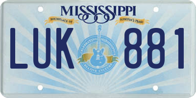 MS license plate LUK881