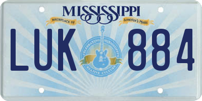MS license plate LUK884