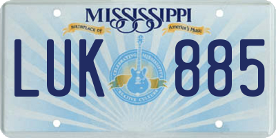 MS license plate LUK885