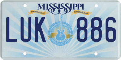 MS license plate LUK886
