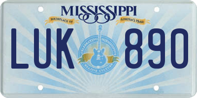 MS license plate LUK890
