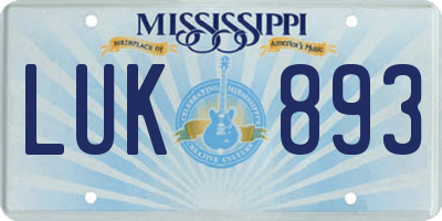 MS license plate LUK893