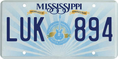 MS license plate LUK894