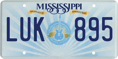 MS license plate LUK895