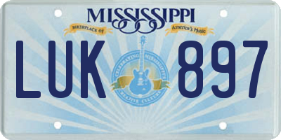 MS license plate LUK897