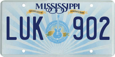 MS license plate LUK902