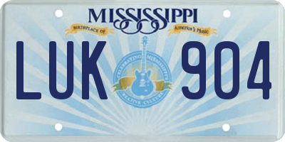 MS license plate LUK904
