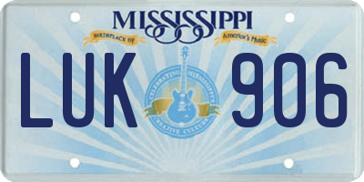 MS license plate LUK906