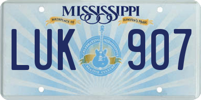 MS license plate LUK907