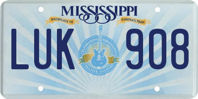 MS license plate LUK908