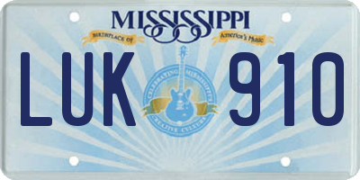 MS license plate LUK910