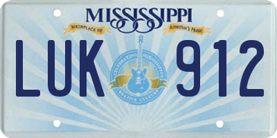 MS license plate LUK912