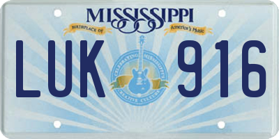 MS license plate LUK916