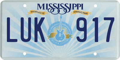 MS license plate LUK917