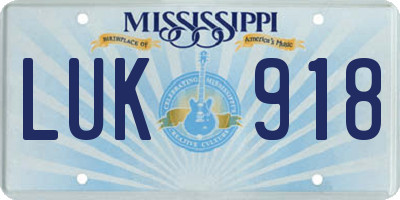 MS license plate LUK918