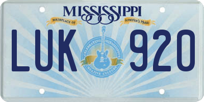 MS license plate LUK920