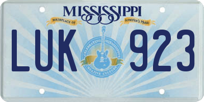 MS license plate LUK923
