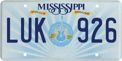 MS license plate LUK926