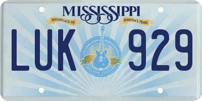 MS license plate LUK929