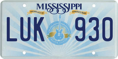 MS license plate LUK930