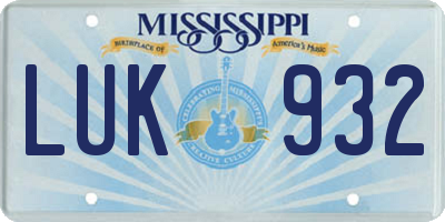 MS license plate LUK932