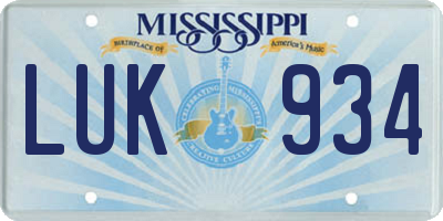 MS license plate LUK934