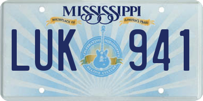 MS license plate LUK941