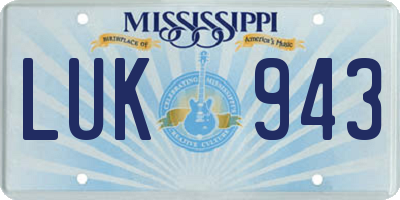 MS license plate LUK943