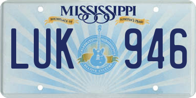 MS license plate LUK946
