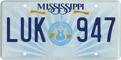 MS license plate LUK947