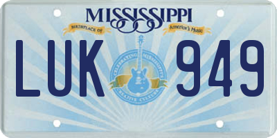 MS license plate LUK949