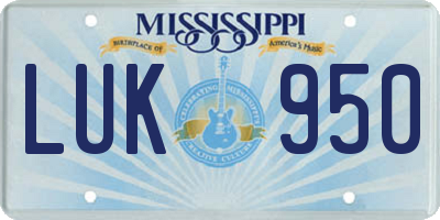MS license plate LUK950