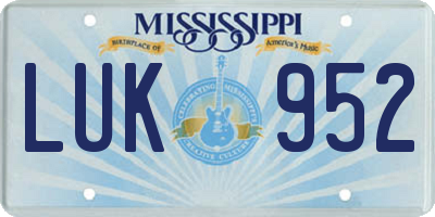 MS license plate LUK952