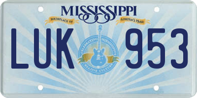 MS license plate LUK953