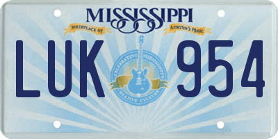 MS license plate LUK954
