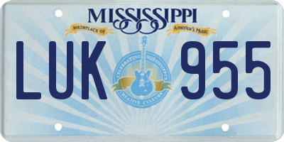 MS license plate LUK955