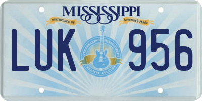 MS license plate LUK956