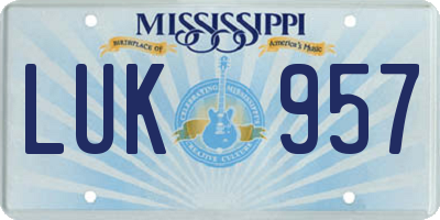 MS license plate LUK957