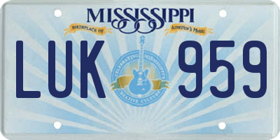 MS license plate LUK959