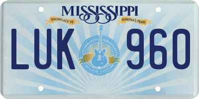 MS license plate LUK960