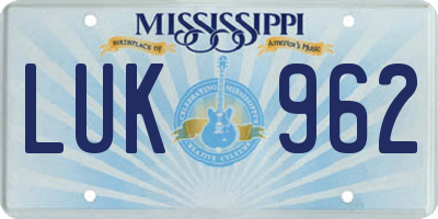 MS license plate LUK962
