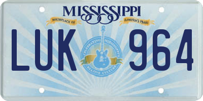 MS license plate LUK964