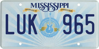MS license plate LUK965
