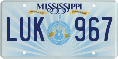 MS license plate LUK967